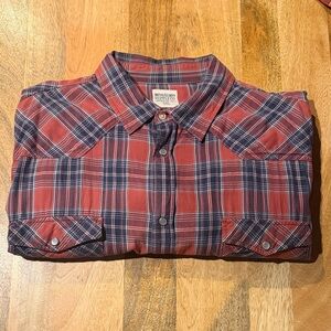 Mossimo Supply Co. Red and Navy Plaid Men's Shirt